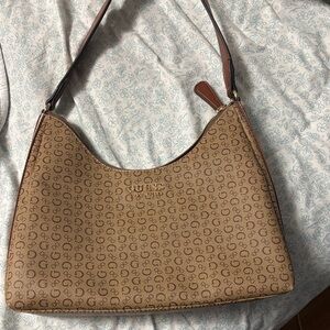 Guess Brown and Tan Shoulder Bag